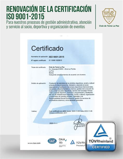 Renovación De La Certificación Iso 9001 2015 Ctlp
