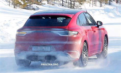 spied porsche cayenne coupe gt new tailpipes signify higher