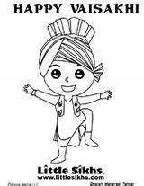 Vaisakhi Coloring Happy Pages Little Sheet Sikhs sketch template