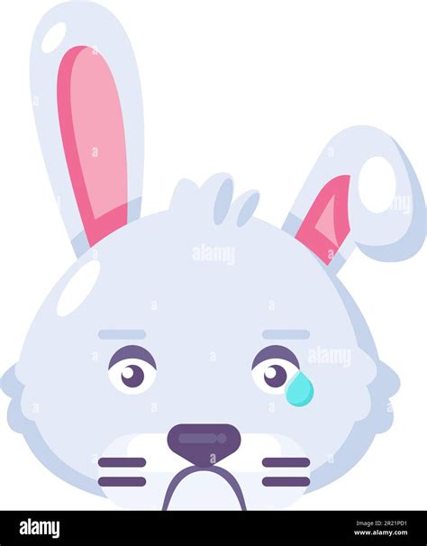 rabbit crying expression cute facial emoji vector bunny furry animal sad cry  tear drop