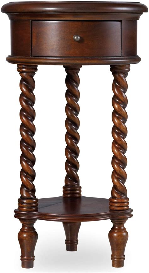 dark wood  inlay  drawer  top accent table  hooker