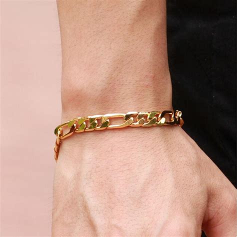 wrist chunky mens bracelets gold tone hand chain curb link jewelry