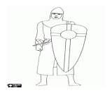 Guerreiro Desenhos Armadura Combate Colorir Escudo Guerreiros sketch template