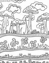 Doodle Mushrooms Doodles Summertime Ladybugs sketch template