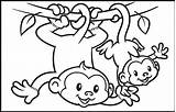 Monkey Coloring Cartoon Cute Pages Sheet Kids Online Monkeys Fun Coloringpagesfortoddlers Learning Animal Big Animals Sheets sketch template