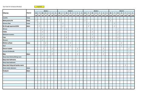 printable cleaning schedule template excel printable templates