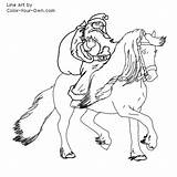 Horse Coloring Christmas Santa Pages Claus Color Printable Sleigh Kids Father Print Horseback Line Getdrawings Getcolorings Own Template sketch template