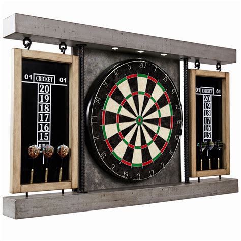 dartboard cabinet set bristle dart board  ledlight   bristle darts gray ebay