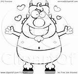 Faun Outlined Amorous Pan Clipart Cartoon Coloring Vector Cory Thoman Royalty sketch template