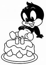 Duck Daffy Coloring Pages Birthday Netart Cake Baby Color sketch template