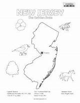 Kids Coloring Jersey Facts Printable State Pages Worksheets States Map sketch template