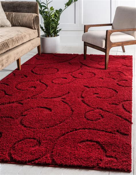 red    botanical shag rug rugscom