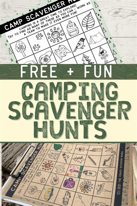camping scavenger hunt printables  kids  crazy outdoor mama