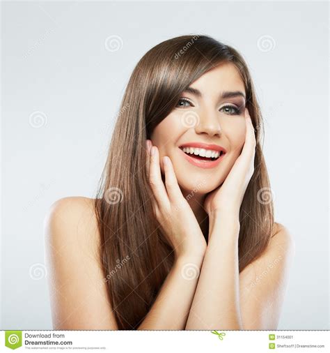 Woman Face With Long Hair On White Background Stock Image Image Of
