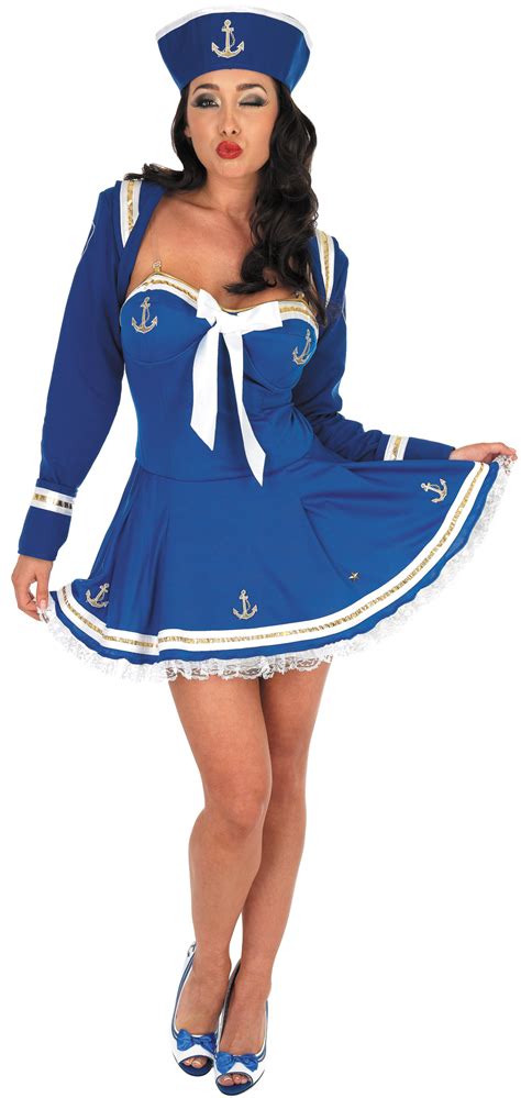 ladies sailor navy blue costume uniform pin up 50s