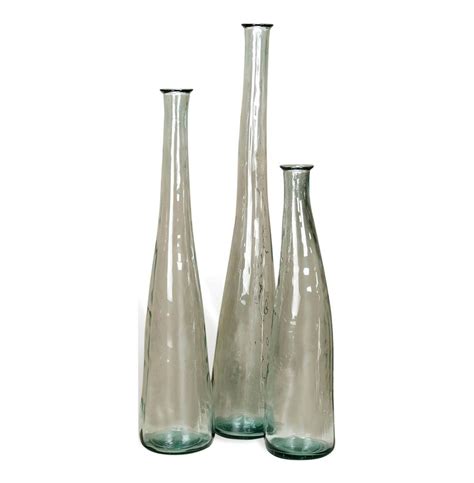 Ares Clear Recycled Glass Tall Floor Vase Trio Kathy Kuo Home
