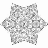 Zentangle Christmas Stars Mandala Coloring Holiday Pages Book Star sketch template