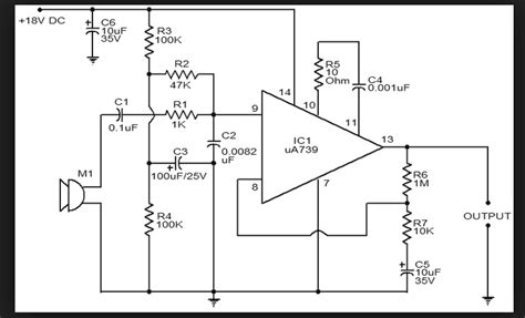 wiring schematic diagram op amp ua dynamic microphones preamplifier
