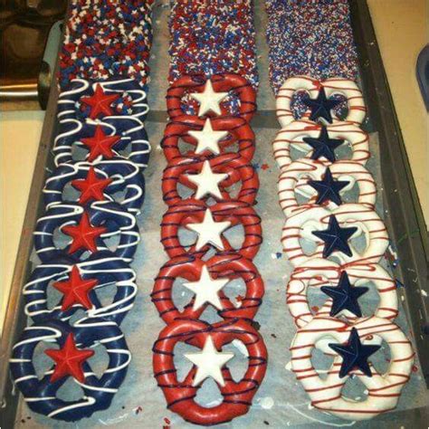 Captain America Pretzel Easy July 4th Desserts 4th Of July 4th Of