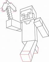 Minecraft Steve Coloring Drawing Pages Choose Board Easy Drawings Step Printable sketch template