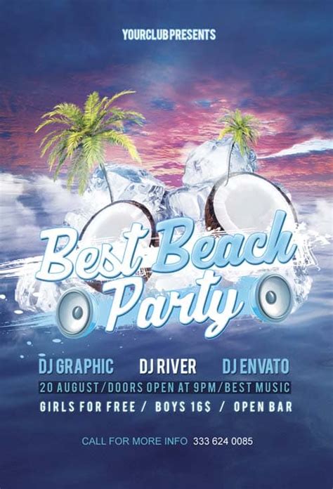 download free beach party flyer psd template for photoshop freebie