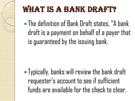 definition  bank draft   benefits powerpoint