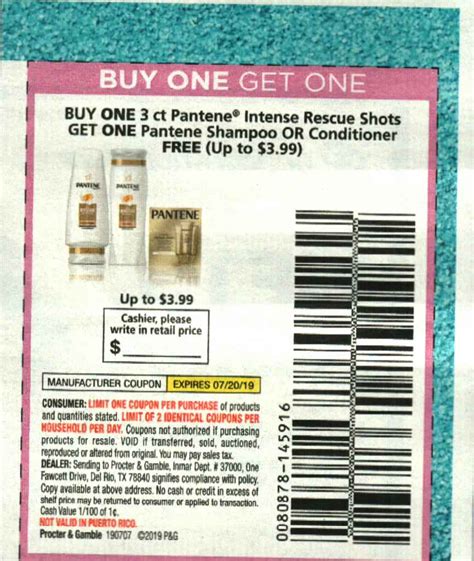 coupons buy  ct pantene intense rescue shots  shampoo