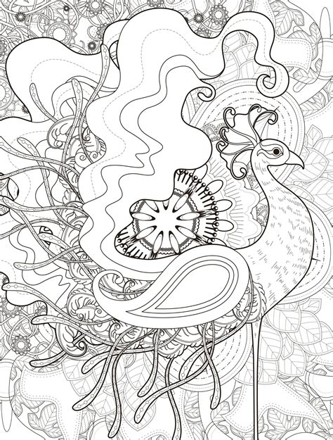 crazy peacock coloring page  adults peacock coloring pages bird