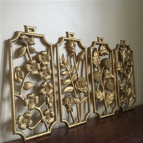 Vintage Sexton Gold Four Seasons Floral Wall Decor Chairish