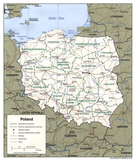 karten von polen mit strassenkarte und regionen bzw provincen