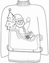 Ugly Sweater Christmas Coloring Printable Pages Bids Farewell Santa sketch template