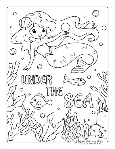 kids printable easy mermaid coloring pages select