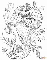 Coloring Mermaid Pages Printable Drawing sketch template