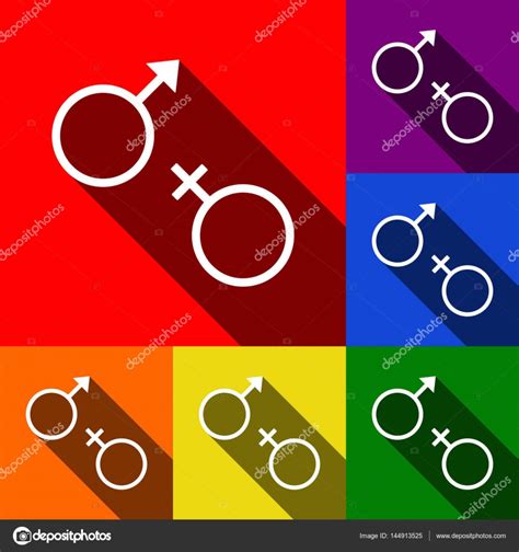sex symbol sign vector set of icons with flat shadows at