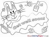 Soon Well Kids Rabbit Coloring Sheet Title Cards sketch template