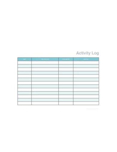 activity log samples  templates  ms word