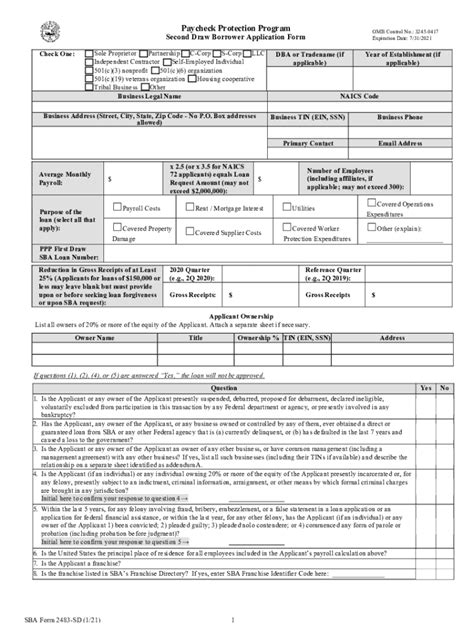 Ppp Application Form Fillable Pdf Printable Forms Free Online