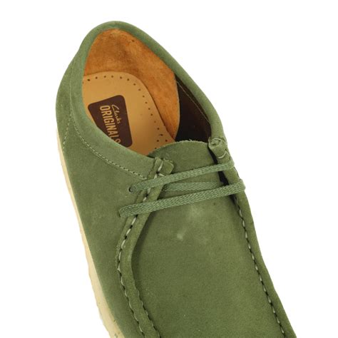 buy mens suede shoes  leaf green  clarks originals