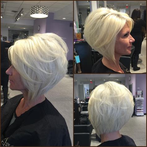 layered angled bob by gia platinum blonde by adelleandrade vaianiclarkesalon… long pixie or