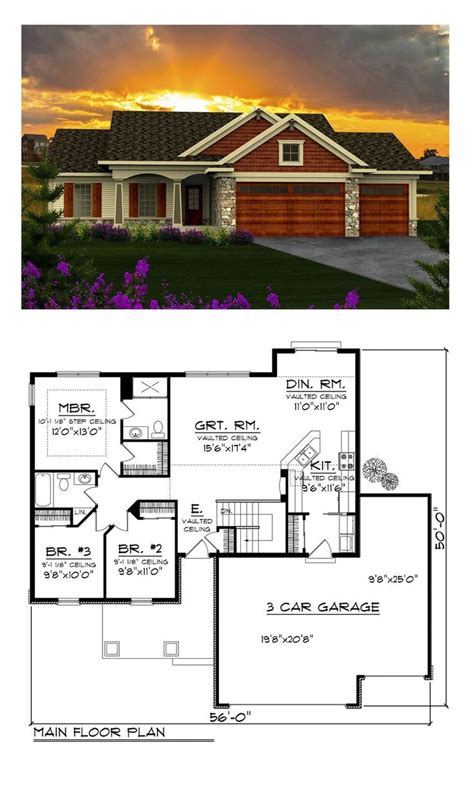 ranch style   bed  bath  car garage ranch style house plans ranch house plans small