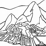 Machu Picchu Peru Coloring Pages Clipart Drawing Famous Pichu Landmark Color Cute Books Colouring Inca Places Dibujos Tattoo Visit Save sketch template