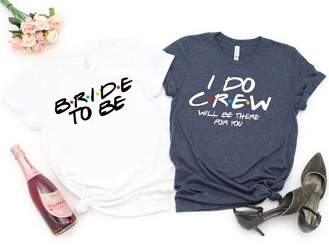 friends bride and bridal party crew shirts 90s bachelorette party ideas popsugar love and sex