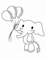 Elephant Coloring Balloons Cartoon Pages Printable sketch template