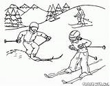 Coloring Skiing Colorkid Seasons Winter sketch template