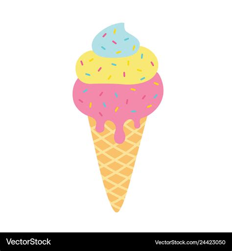 cartoon cute ice cream  colorful glaze vector image