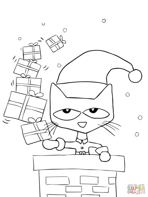 pete  cat saves christmas coloring page  printable coloring pages