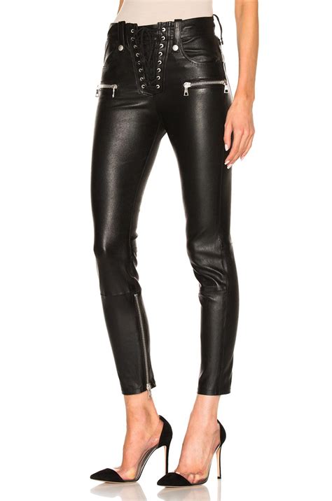 unravel lace front skinny leather pants in black lyst