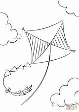 Kite Coloring Flying Pages Drawing Printable Getdrawings Categories sketch template