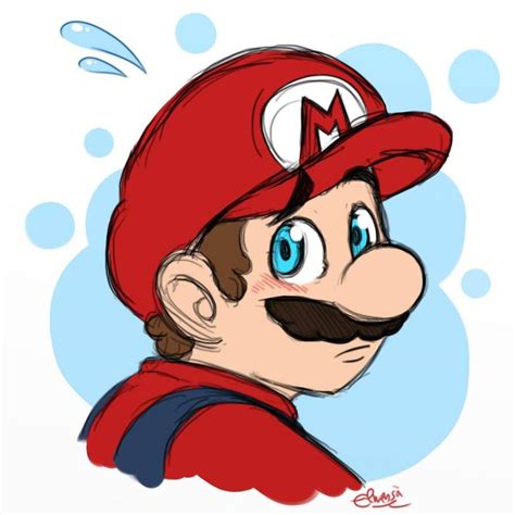 Sketch Blushing Mario By Elwensa On Deviantart Mario Fan Art Mario