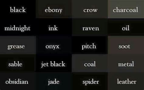llr black color chart color names shades  black color
